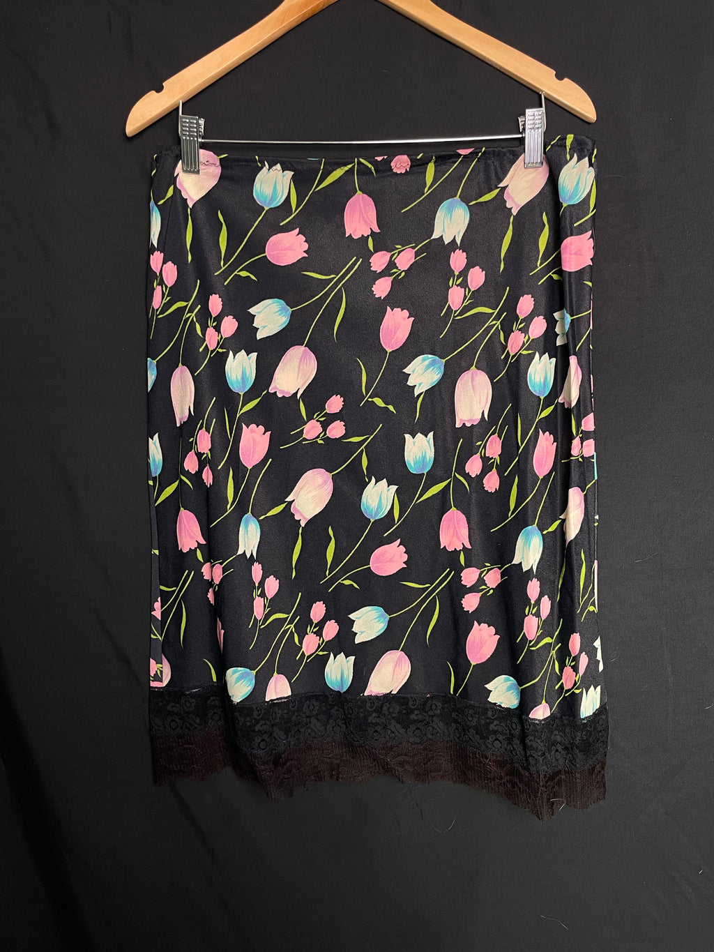 60s rose print lingerie skirt, Size 16