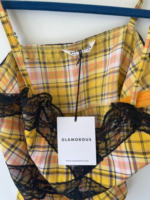 NEW yellow plaid cami, Size 6