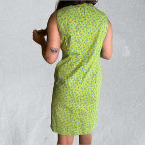Green ditsy floral mini dress, Size 14