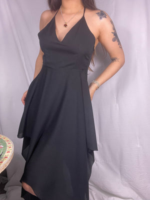 NEW 90s high low black dress, Size XS