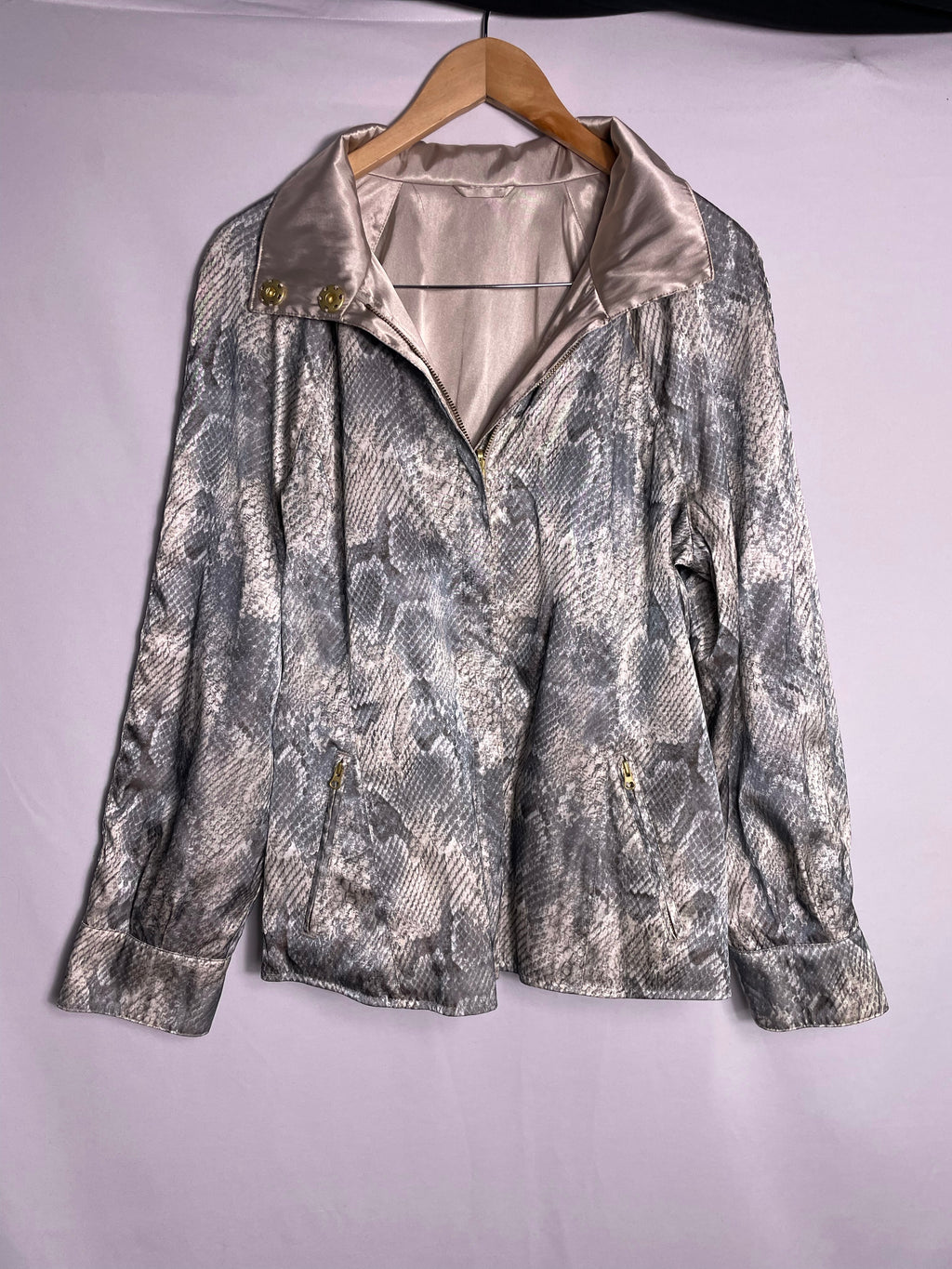 Reversible snake print and khaki jacket, Size L