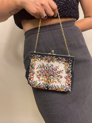 50s tapestry knit purse
