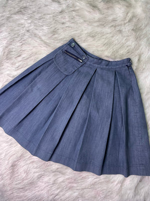 Pleated denim mini skirt, Size XS