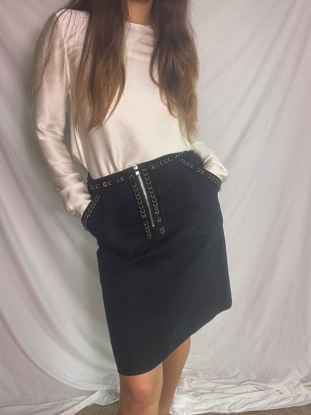 Chloè black denim pencil skirt, Size 12