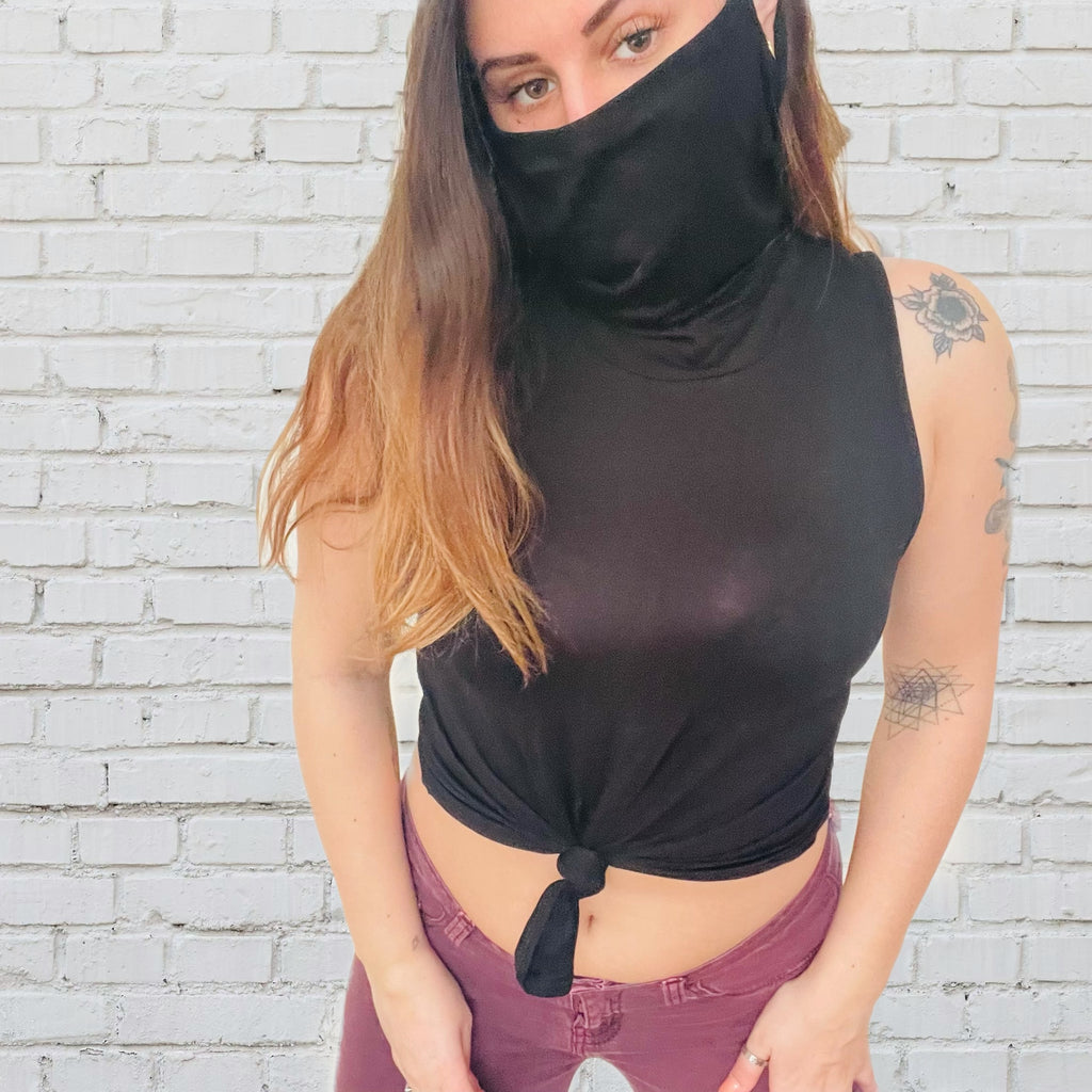 NEW mask crop top, Size XS