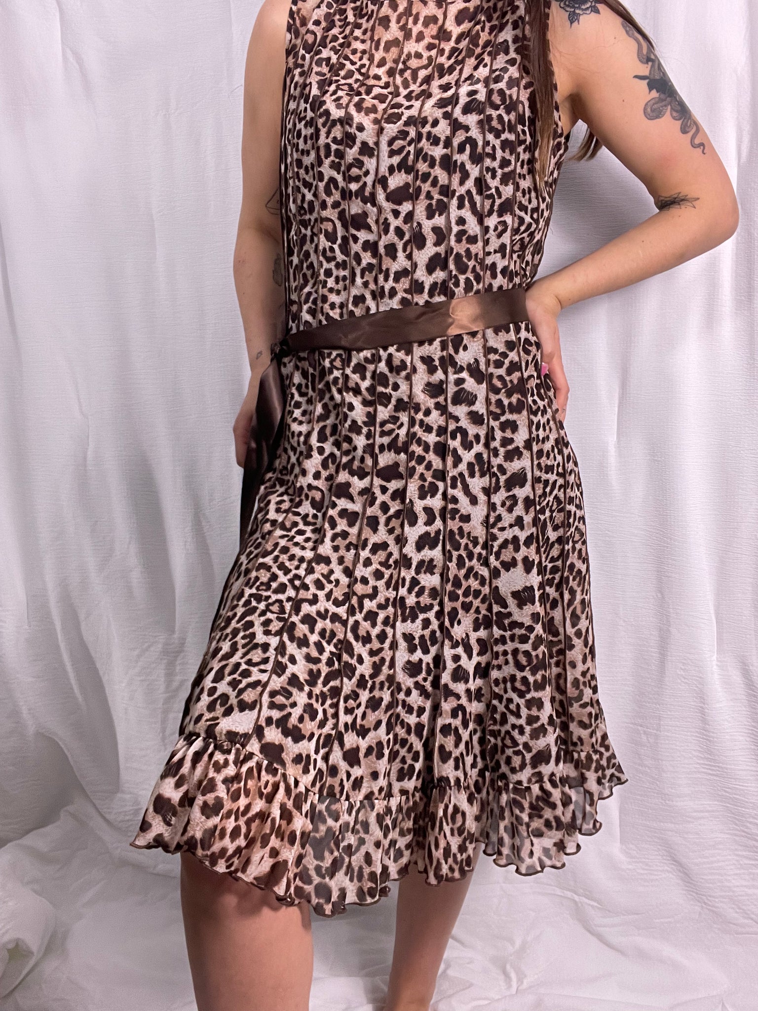 Leopard print belted dress, Size 12