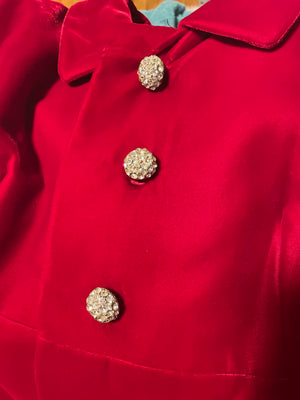 60s red velvet opera coat, Size M