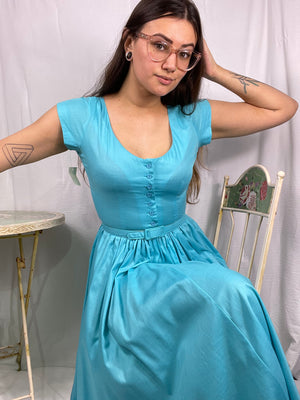 New 70s blue tea dress, Size 4
