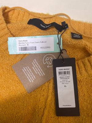NEW mustard fuzzy sweater, Size XL