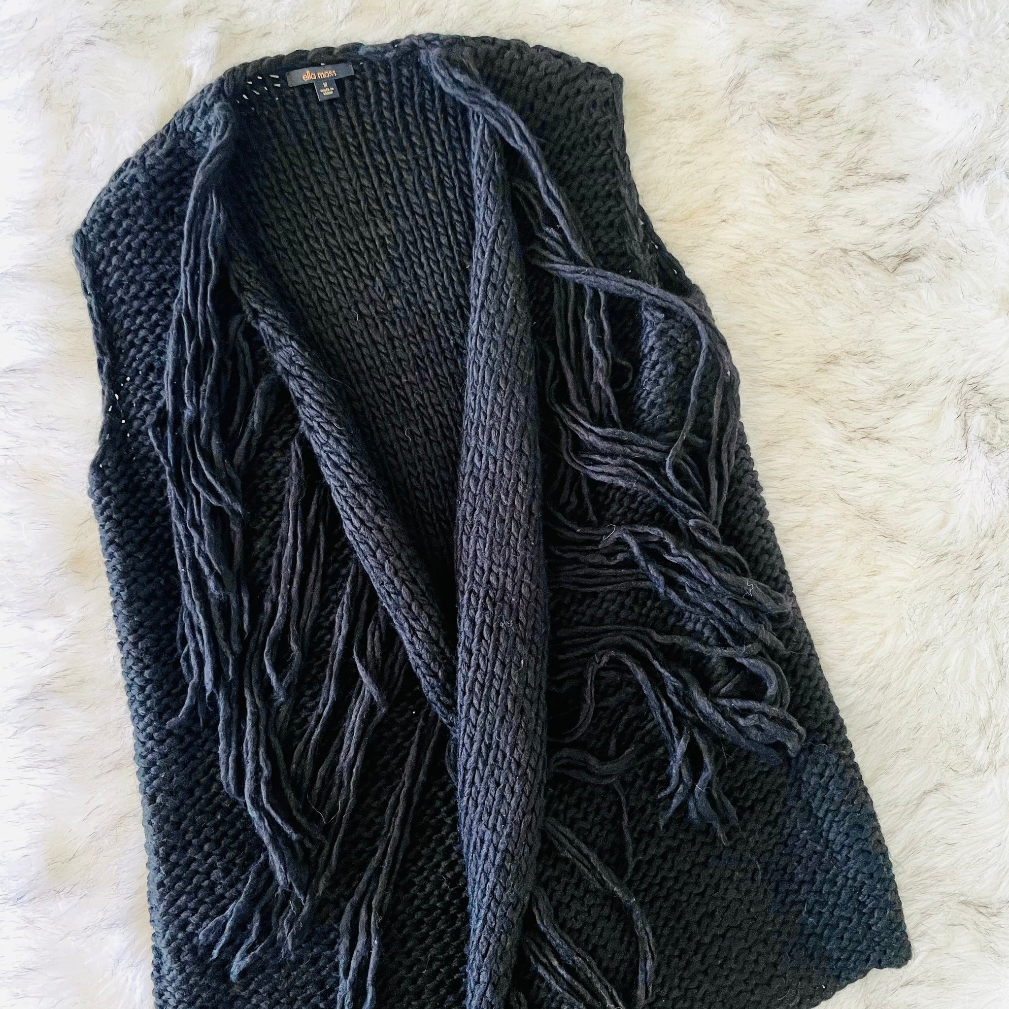 Wool blend fringe vest, Size M
