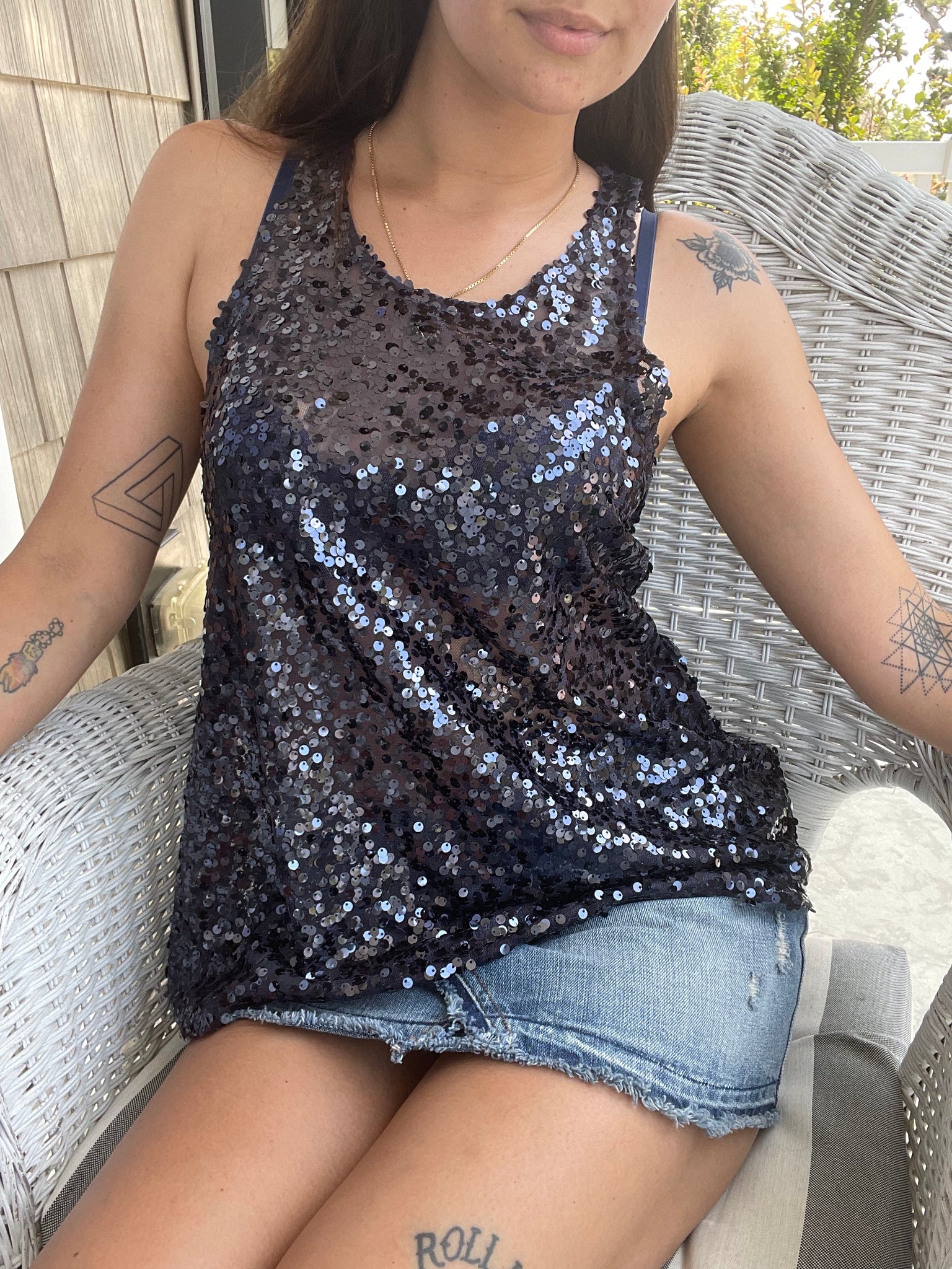 Free People sequin tank top, Size S – Holy Ogre