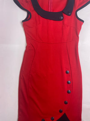 Retro red peplum dress, Size S