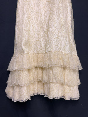 Alice + Olivia white and gold lace mini dress, Size XS