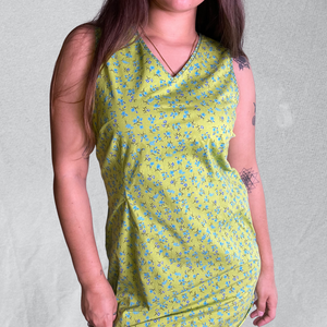 Green ditsy floral mini dress, Size 14
