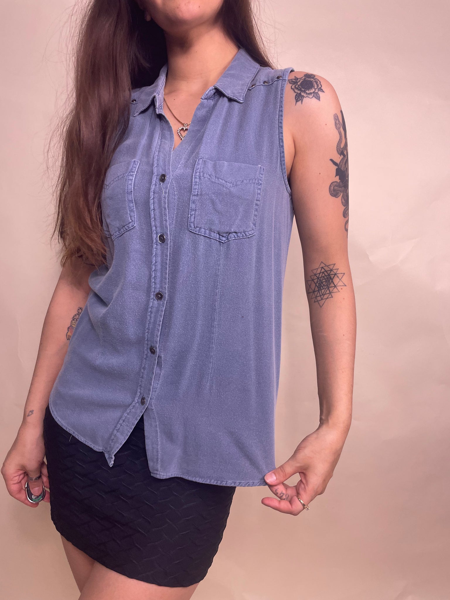 Studded sleeveless blouse, Size S
