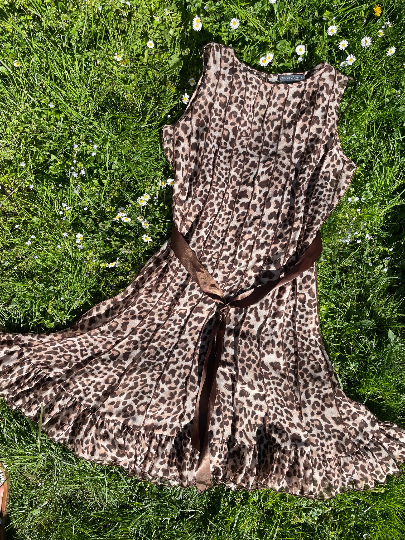 Leopard print belted dress, Size 12