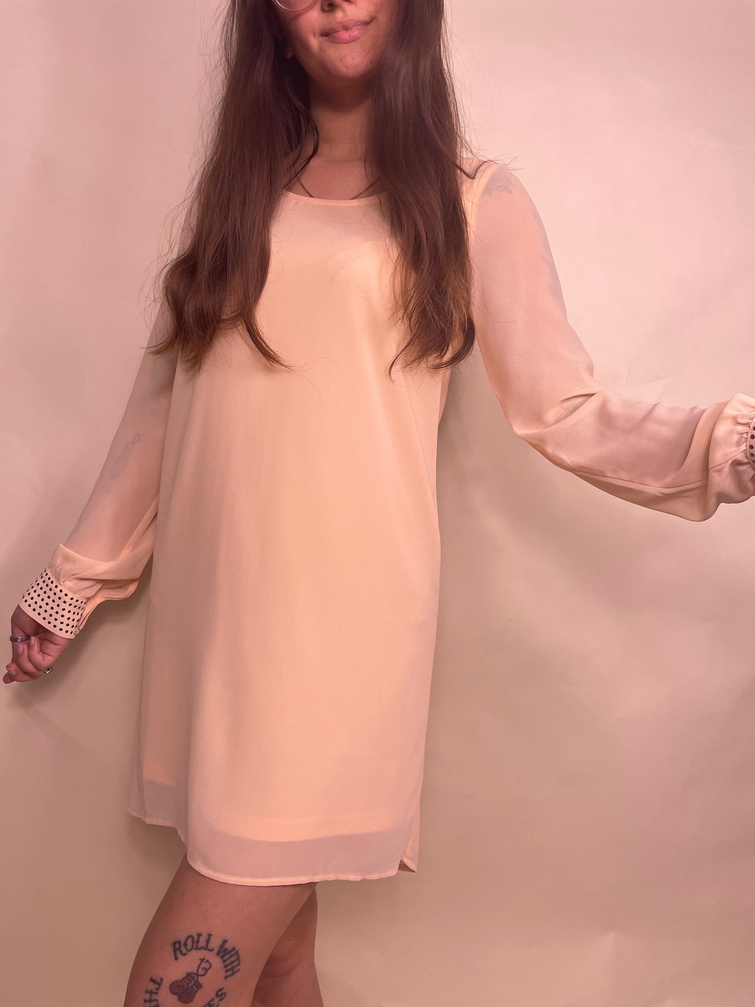 Studded long sleeve mini dress, Size S