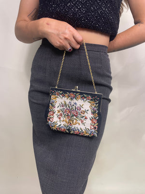 50s tapestry knit purse